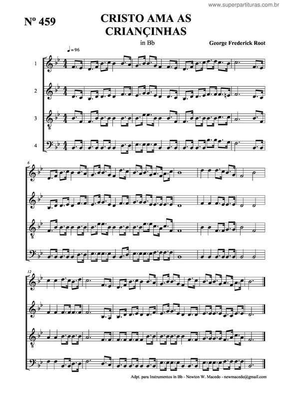 Partitura da música Cristo Ama As Criançinhas v.3