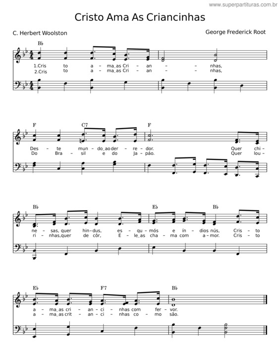 Partitura da música Cristo Ama As Criancinhas v.4