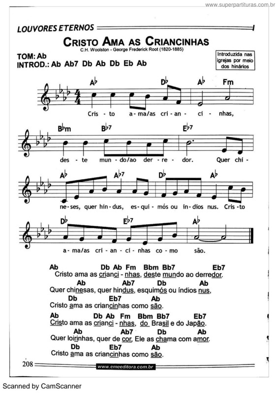 Partitura da música Cristo Ama As Criancinhas