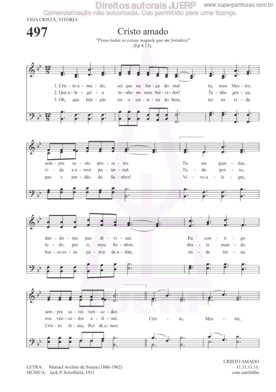 Partitura da música Cristo Amado - 497 HCC v.2