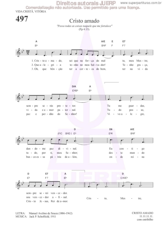 Partitura da música Cristo Amado - 497 HCC