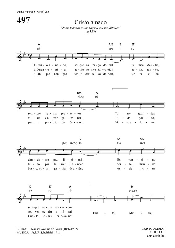 Partitura da música Cristo Amado