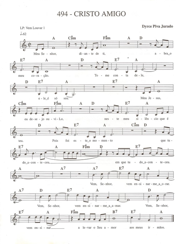 Partitura da música Cristo Amigo