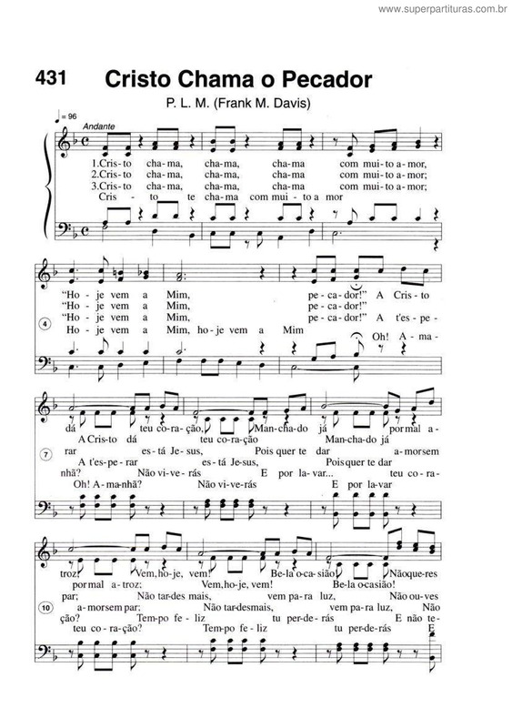 Partitura da música Cristo Chama O Pecador