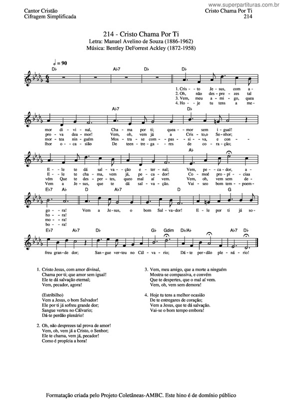 Partitura da música Cristo Chama Por Ti