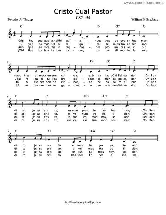 Partitura da música Cristo Cual Pastor