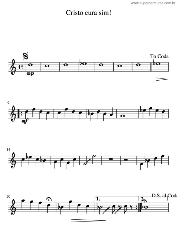 Partitura da música Cristo Cura Sim!