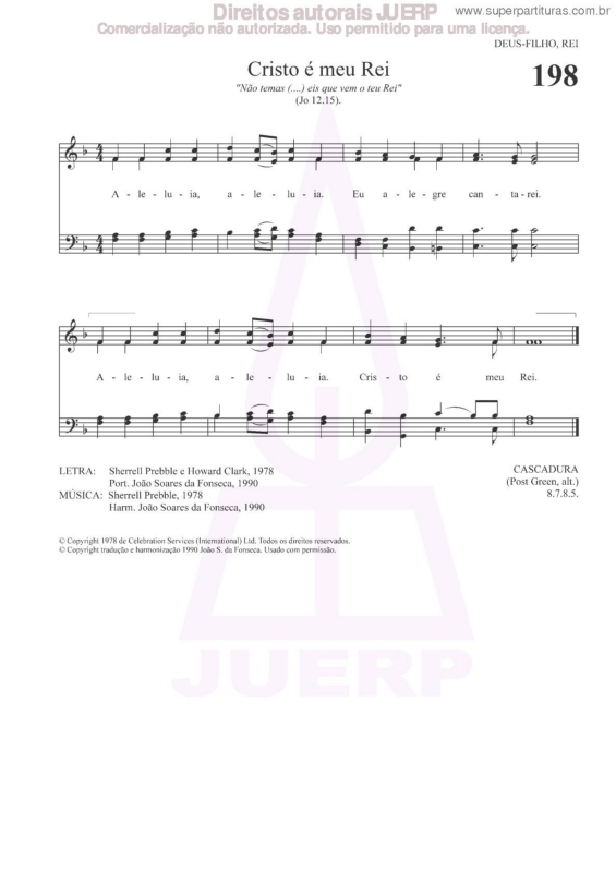 Partitura da música Cristo É Meu Rei - 198 HCC v.2