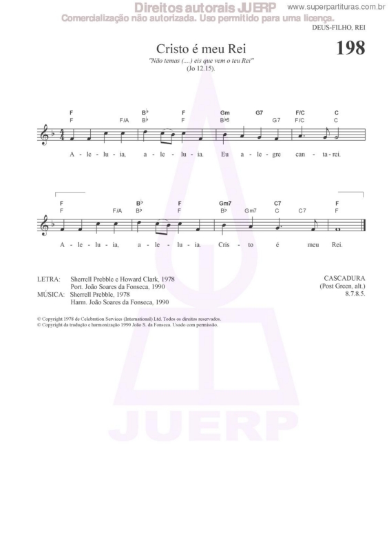 Partitura da música Cristo É Meu Rei - 198 HCC