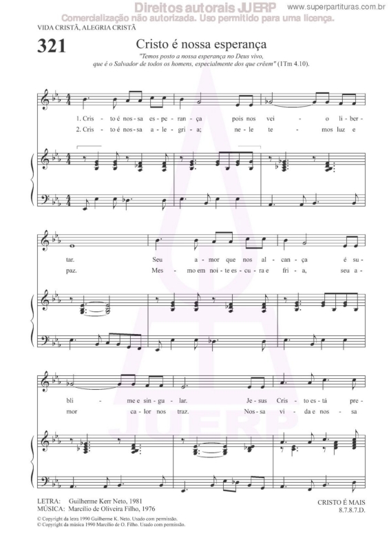 Partitura da música Cristo É Nossa Esperança - 321 HCC v.2