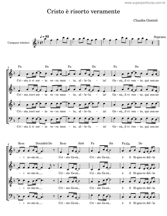 Partitura da música Cristo È Risorto Veramente – Claudia Giottoli v.2