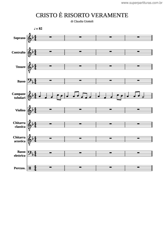 Partitura da música Cristo È Risorto Veramente