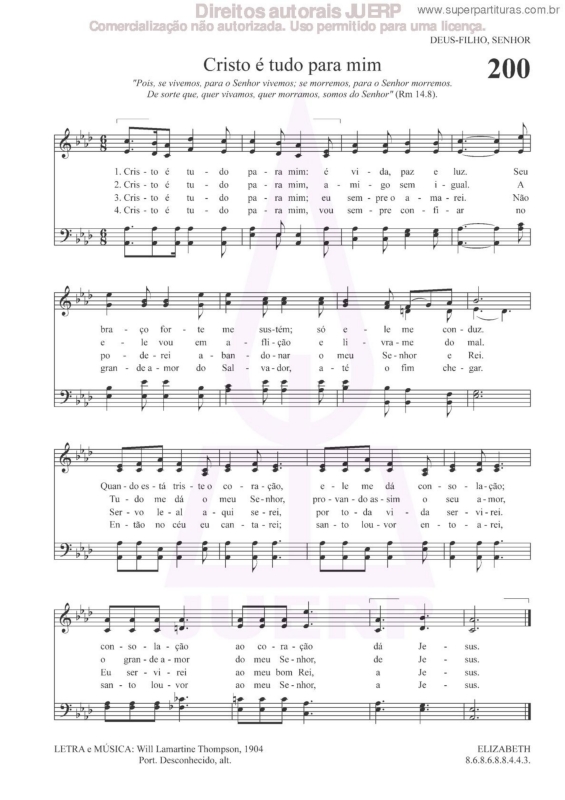 Partitura da música Cristo É Tudo Para Mim - 200 HCC v.2