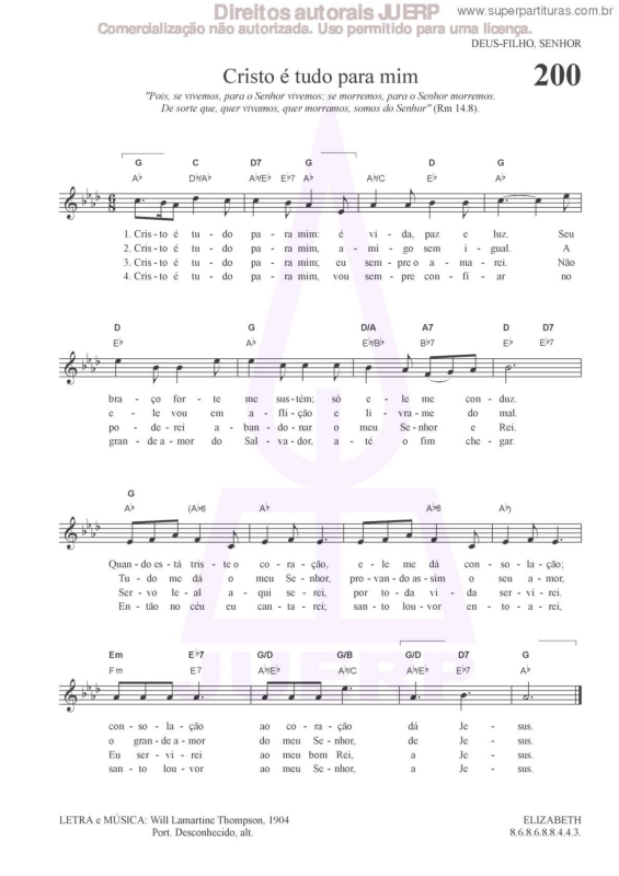 Partitura da música Cristo É Tudo Para Mim - 200 HCC