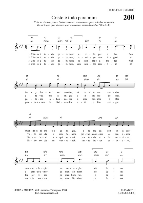 Partitura da música Cristo é Tudo Pra Mim