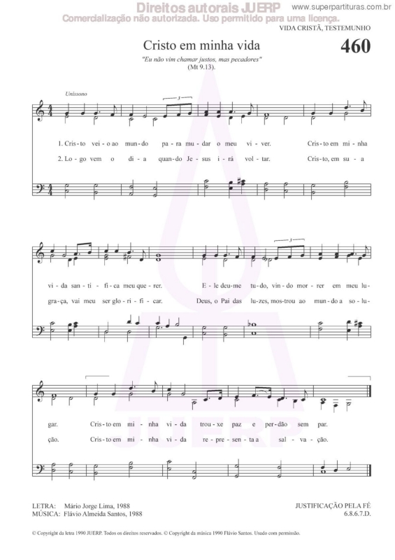 Partitura da música Cristo Em Minha Vida - 460 HCC v.2