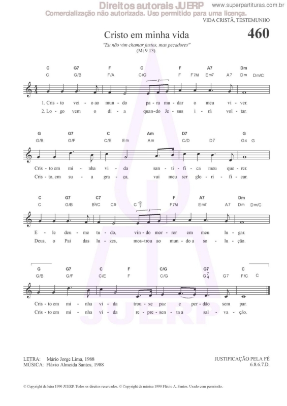 Partitura da música Cristo Em Minha Vida - 460 HCC