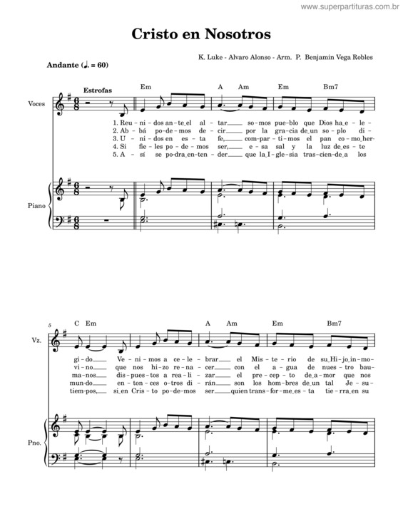 Partitura da música Cristo En Nosotros  K. Luke–Alvaro Alfonso