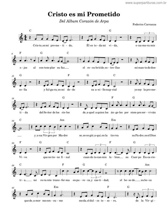 Partitura da música Cristo Es Mi Prometido v.2