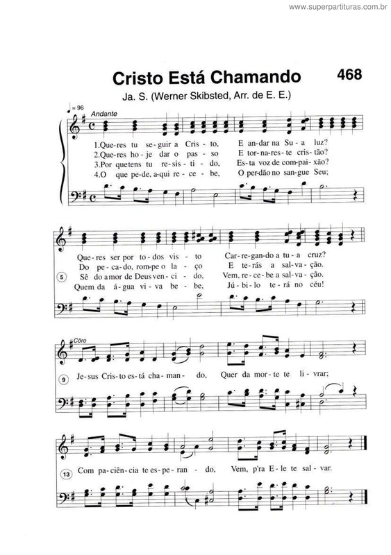 Partitura da música Cristo Está Chamando