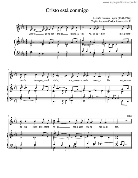 Partitura da música Cristo Está Conmigo – Frausto Cristo Está Conmigo
