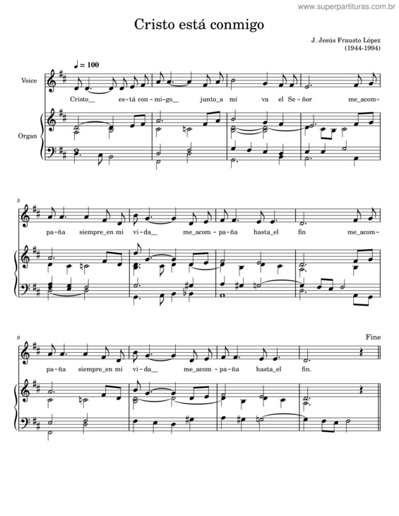 Partitura da música Cristo Está Conmigo – Gabriel Frausto v.2