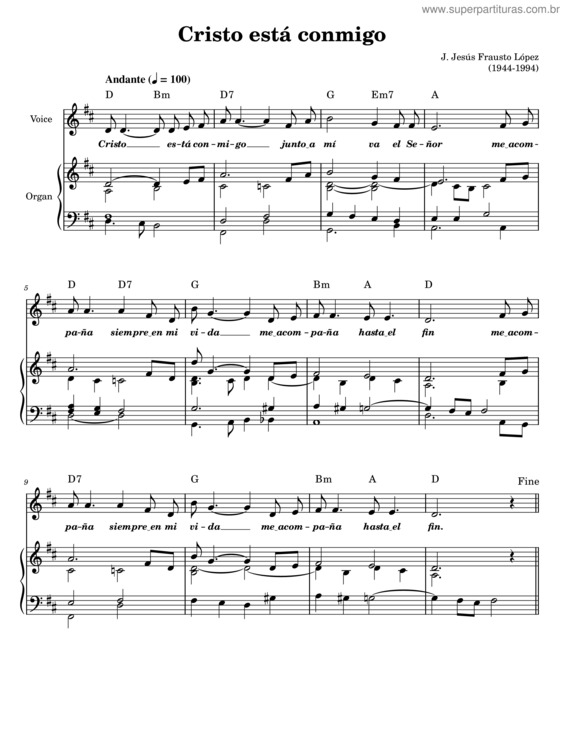 Partitura da música Cristo Está Conmigo – Gabriel Frausto