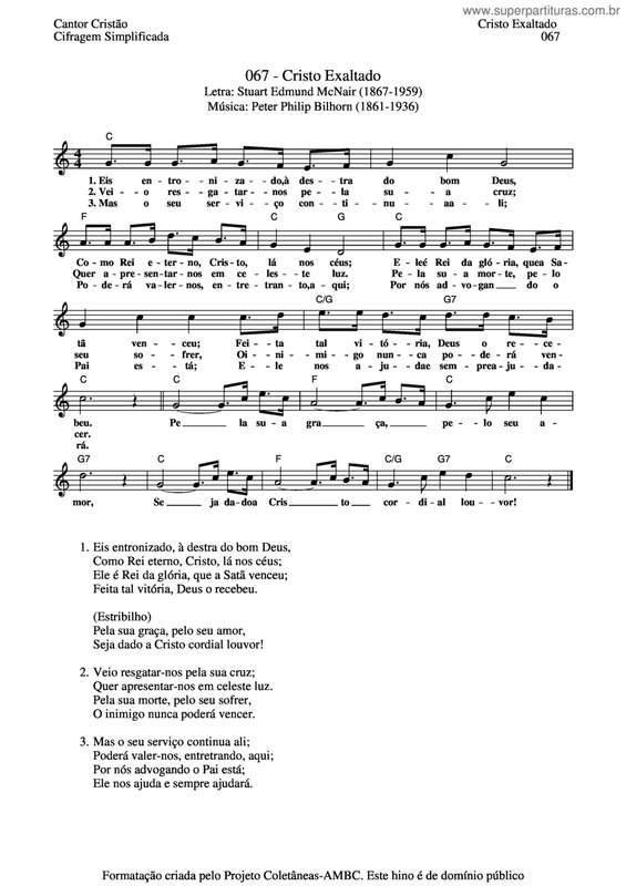 Partitura da música Cristo Exaltado