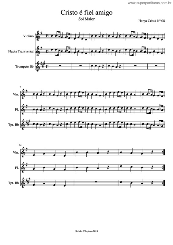 Partitura da música Cristo Fiel Amigo