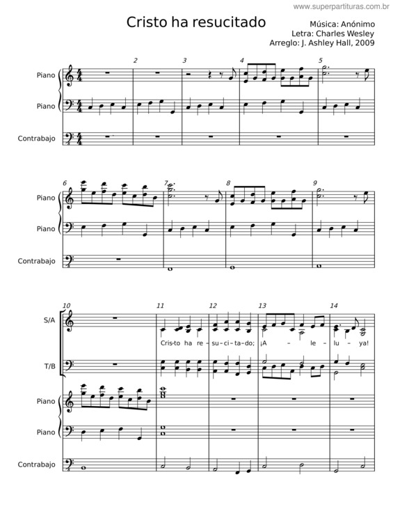 Partitura da música Cristo Ha Resucitado – Charles Wesley v.2