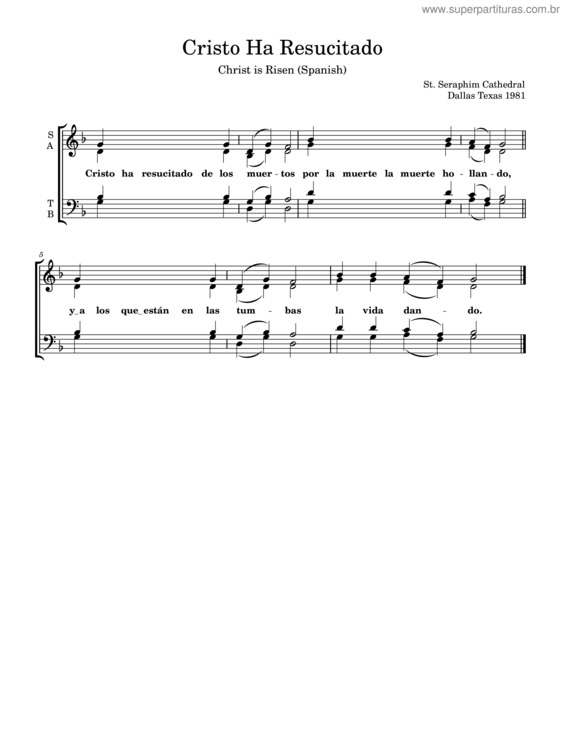 Partitura da música Cristo Ha Resucitado v.2