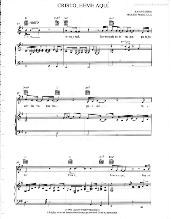 Partitura da música Cristo Heme Aquí