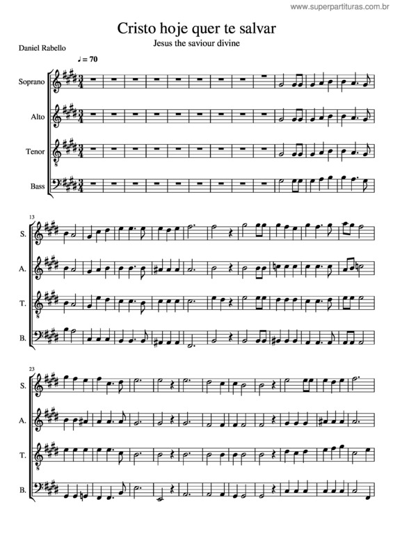 Partitura da música Cristo Hoje Quer Te Salvar