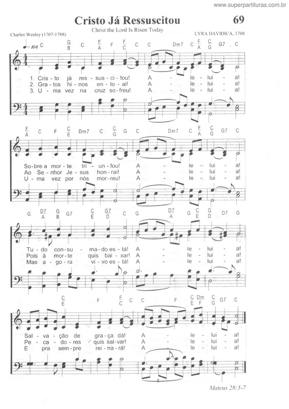 Partitura da música Cristo Já Ressuscitou v.2