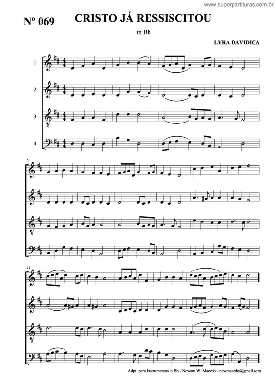 Partitura da música Cristo Já Ressuscitou v.3