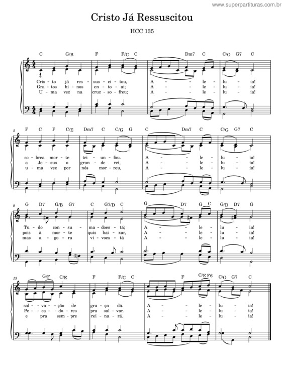 Partitura da música Cristo Já Ressuscitou v.5