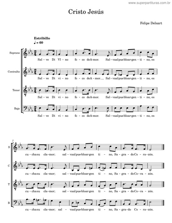 Partitura da música Cristo Jesús – Felipe Delsart