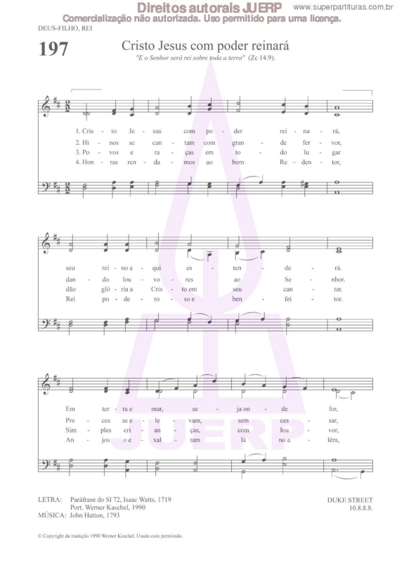 Partitura da música Cristo Jesus Com Poder Reinará - 197 HCC v.2