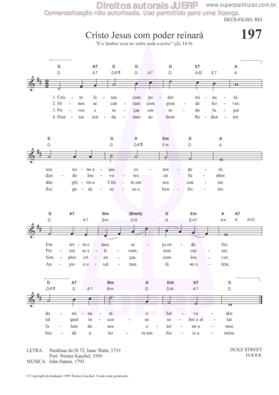 Partitura da música Cristo Jesus Com Poder Reinará - 197 HCC