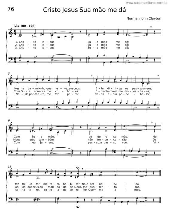 Partitura da música Cristo Jesus Sua Mão Me Dá – Norman John Clayton