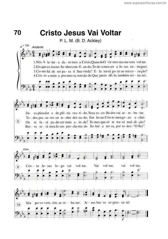 Partitura da música Cristo Jesus Vai Voltar