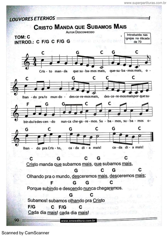 Partitura da música Cristo Manda Que Subamos Mais