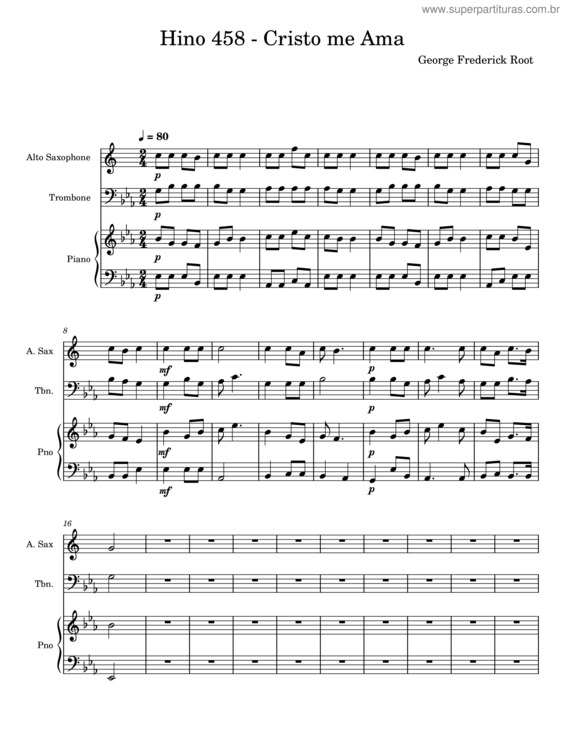 Partitura da música Cristo Me Ama – George Frederick Root