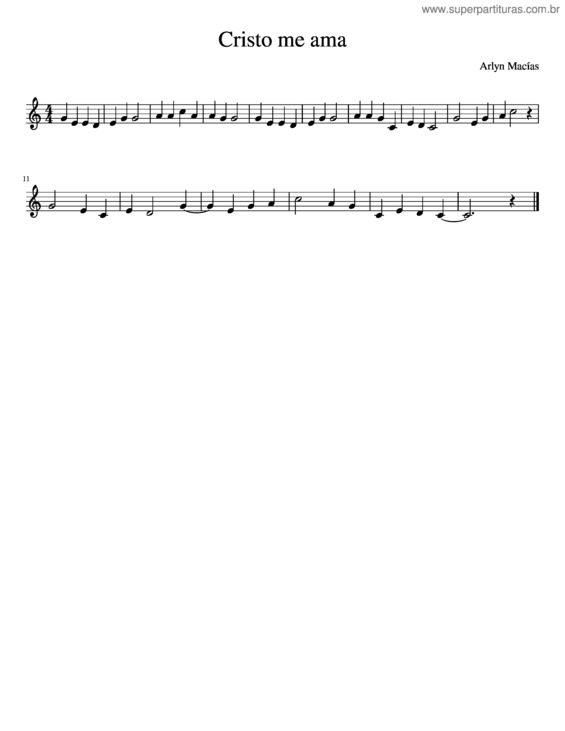 Partitura da música Cristo Me Ama Arlyn