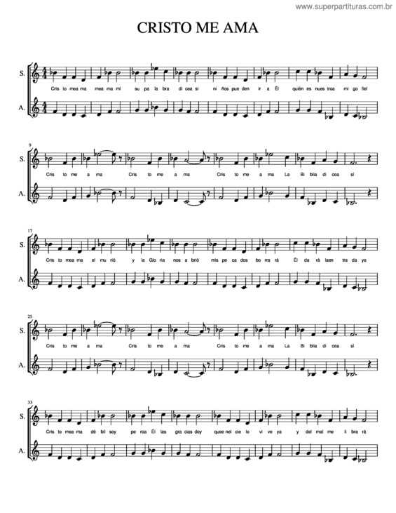 Partitura da música Cristo Me Ama v.2