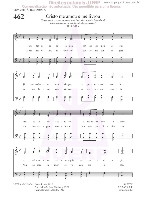 Partitura da música Cristo Me Amou E Me Livrou - 462 HCC v.2