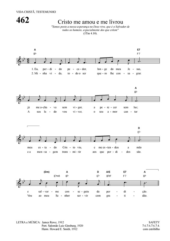 Partitura da música Cristo Me Amou E Me Livrou