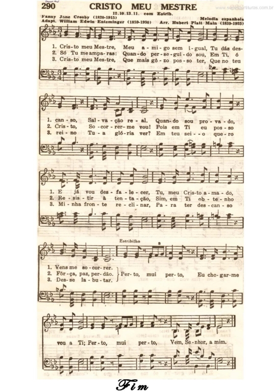 Partitura da música Cristo Meu Mestre