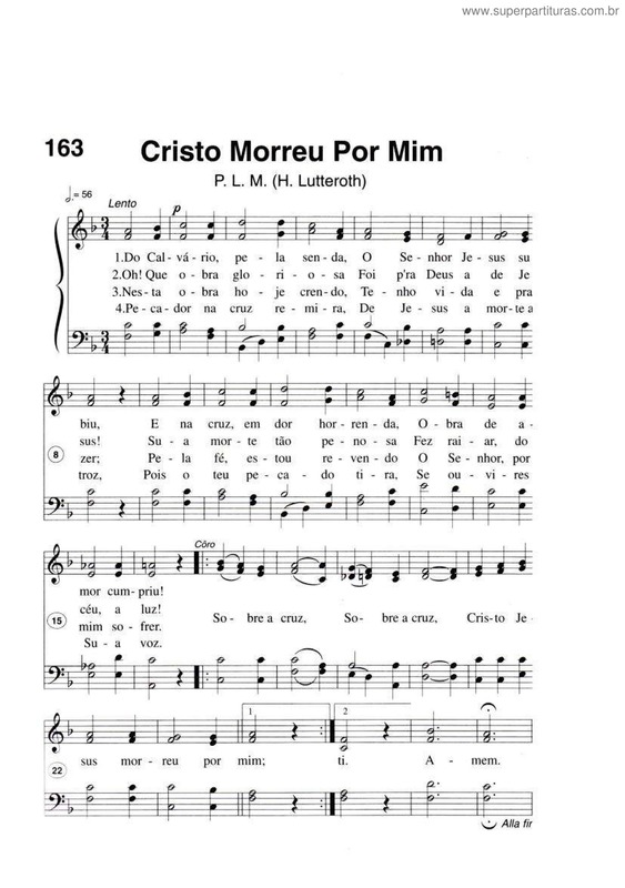 Partitura da música Cristo Morreu Por Mim
