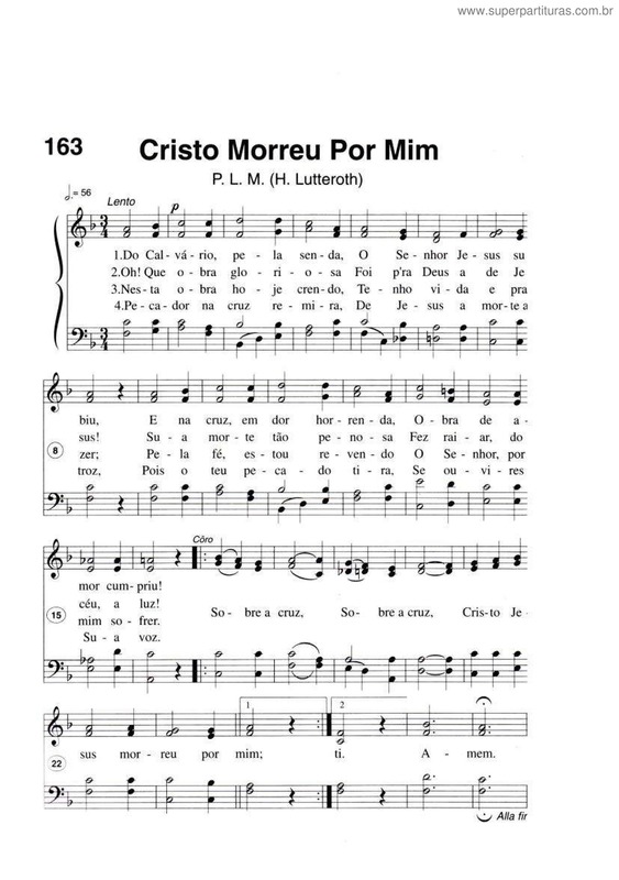 Partitura da música Cristo Morreu Por Mim